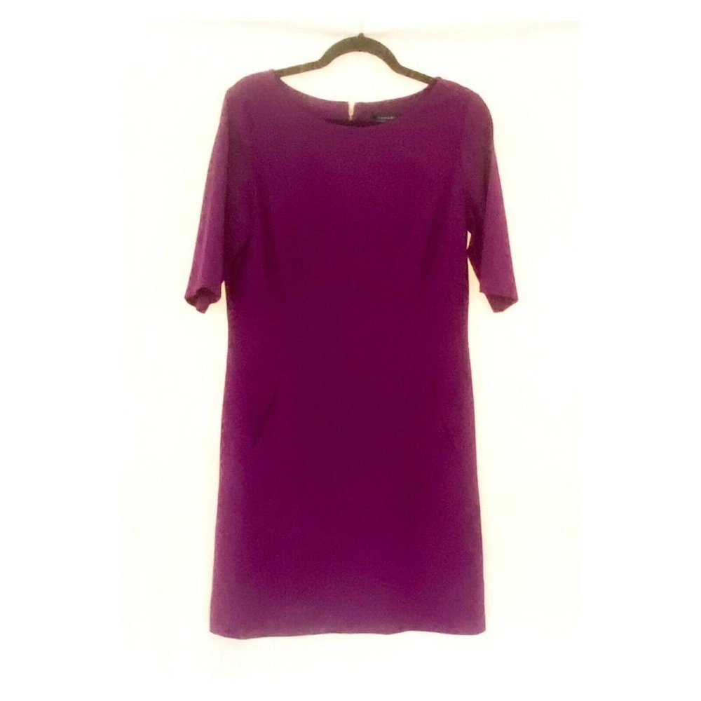 Tahari Short Sleeve Plum Woven Dress - Picture 5 of 7